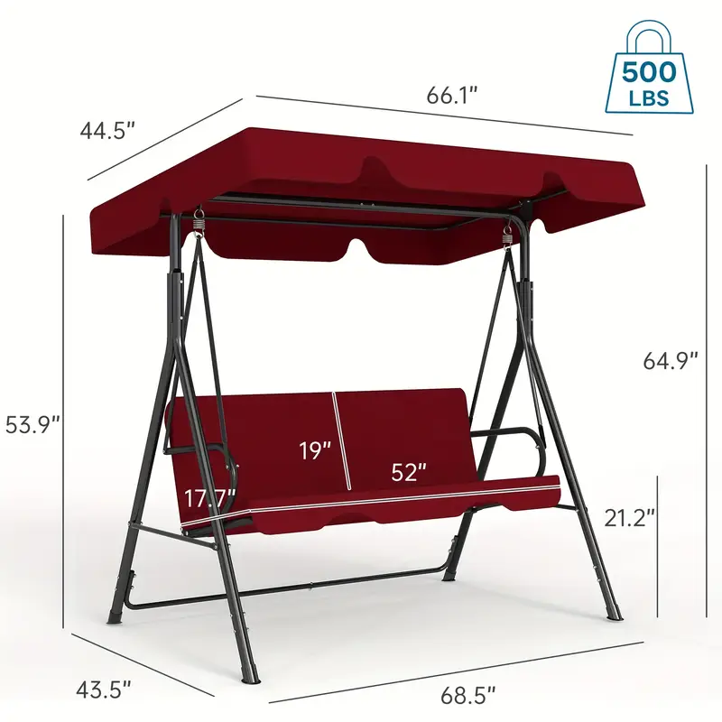Outdoor Patio Swing with Canopy and Sturdy Frame, Suitable for Adults, Rustproof Material, Durable and Long-lasting