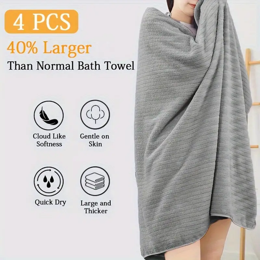 4 Pack Oversized Bath Towels Set, 35"x70" Extra Large Towel Microfiber Absorbent XL Bath Sheet Super Soft Bathroom Towels Set Quick Dry Plus Size Shower Towels for Family Hotel,
