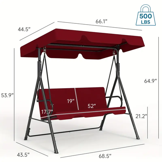 Outdoor Patio Swing with Canopy and Sturdy Frame, Suitable for Adults, Rustproof Material, Durable and Long-lasting